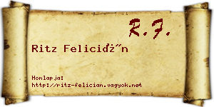 Ritz Felicián névjegykártya